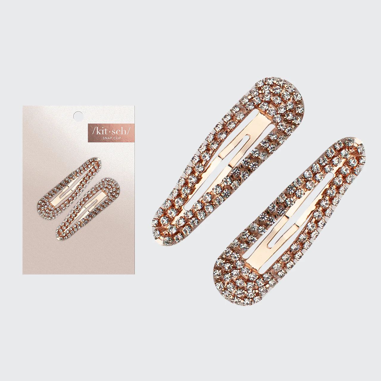 Mini Rhinestone Snap Clips - Rose Gold | Kitsch