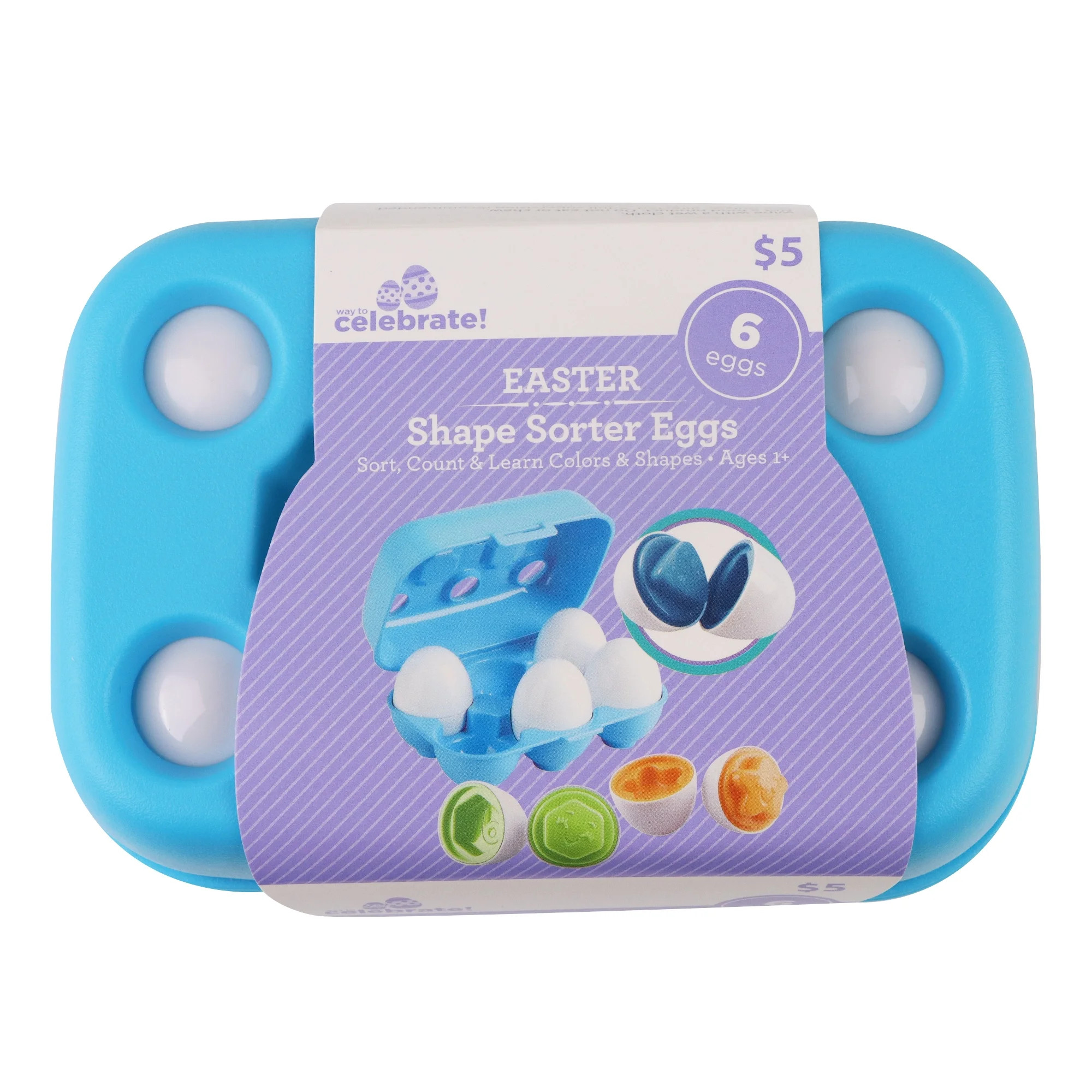 Easter Shape Sorter Eggs, 6 Count, by Way To Celebrate | Walmart (US)