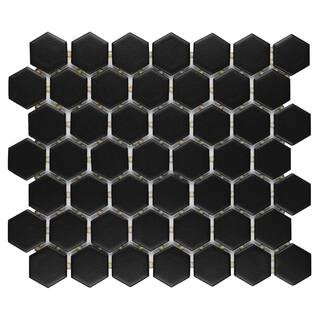 Restore Matte Black Hexagon 10 in. x 12 in. x 6.35 mm Glazed Ceramic Mosaic Tile (0.81 sq. ft./Ea... | The Home Depot