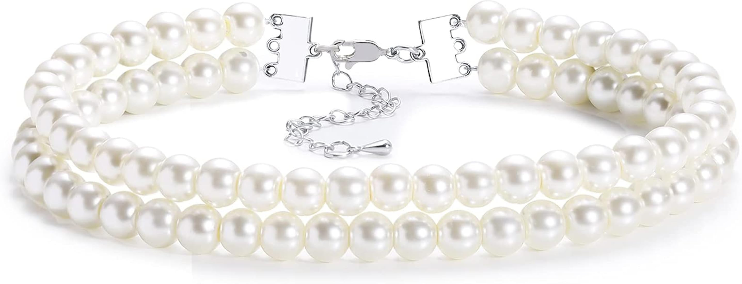 BABEYOND Round Imitation Pearl Choker Necklace Multi Strands Choker 20s Flapper Necklace Accessor... | Amazon (US)