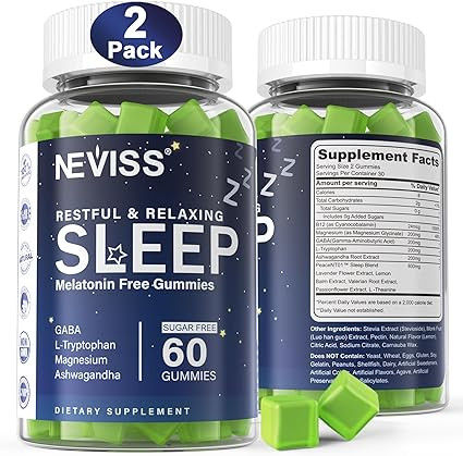 NEVISS Melatonin Free Sleep Aid Gummies for Adults - Magnesium Glycinate Gummies | GABA, L-Trypto... | Amazon (US)