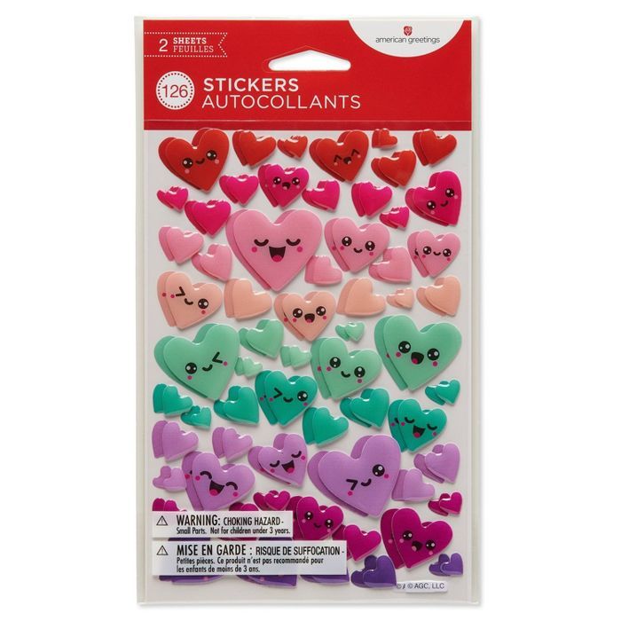 126ct Valentine's Day Stickers Hearts | Target