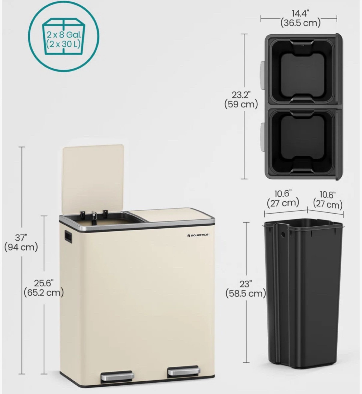 2 x 8 Gallon Stainless Steel Multi-Compartments Trash Can with 15 trash bags. I am on the hunt for a perfect a new trash bin for my upgraded kitchen. This one checks all our boxes. The color is super cute as well.

#LTKHome