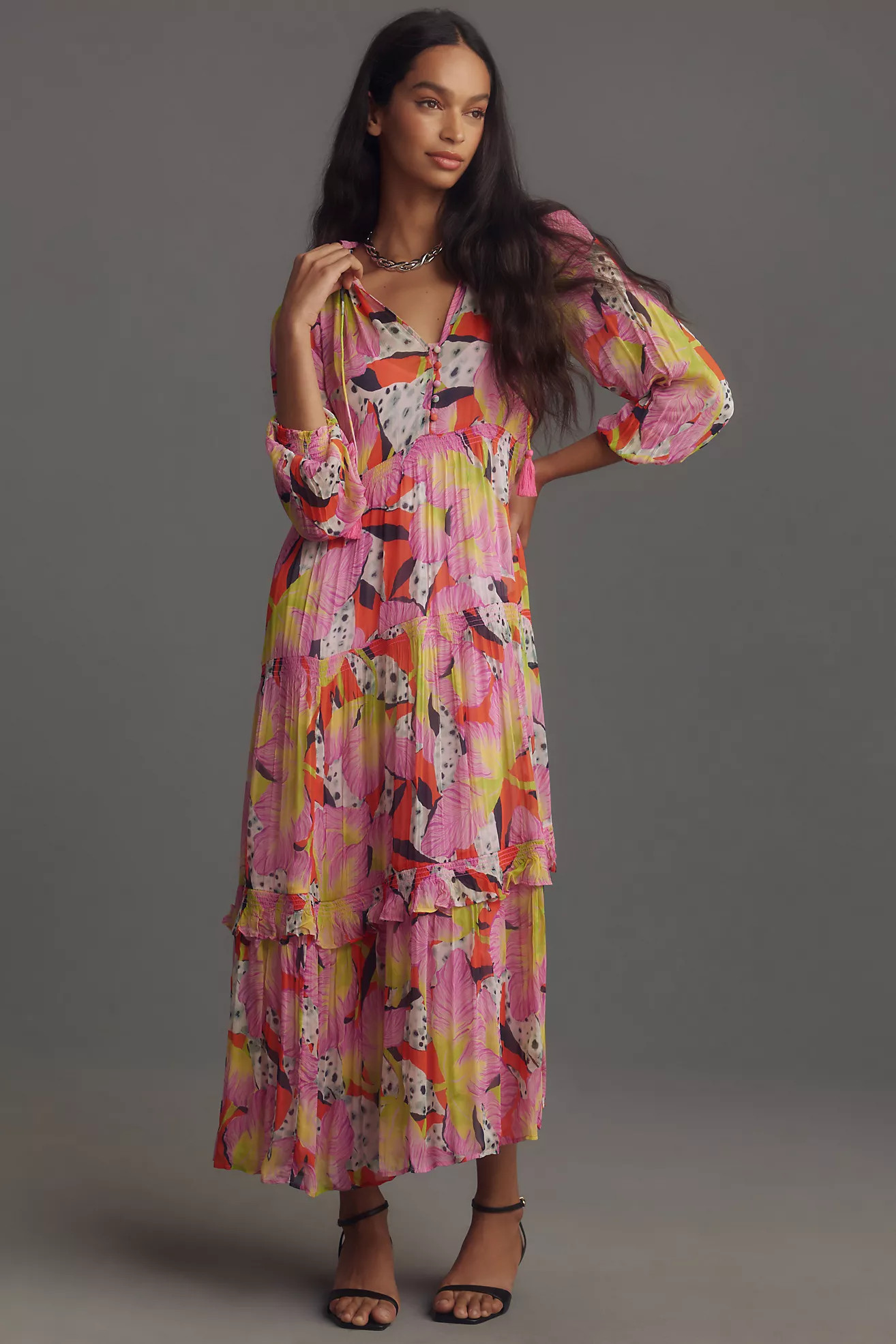 The Marais Printed Chiffon Maxi Dress | Anthropologie (US)