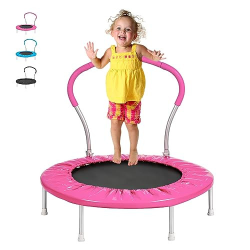 Lyromix 36Inch Kids Trampoline for Toddlers with Handle, Indoor Mini Rebounder Trampoline for Kids, Bright Pink | Amazon (US)