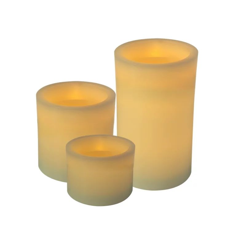 Mainstays Flameless LED Pillar Candle, Ivory Color, No Scent, 3 Pack, Various Sizes - Walmart.com | Walmart (US)