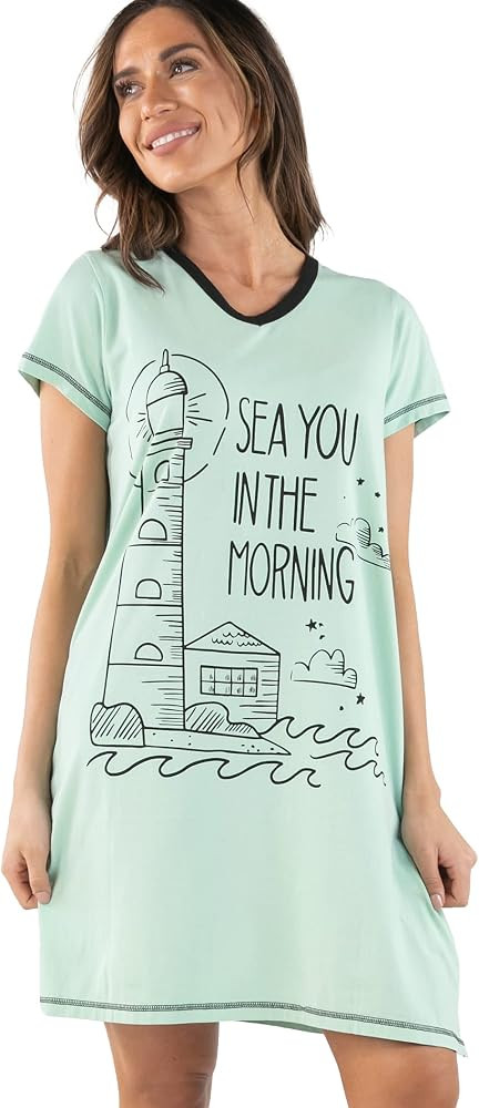 Lazy One Women's Novelty Nightshirt \u2013 Funny Cotton Nightgown, Cute V-neck Sleep Shirts, Wome... | Amazon (US)