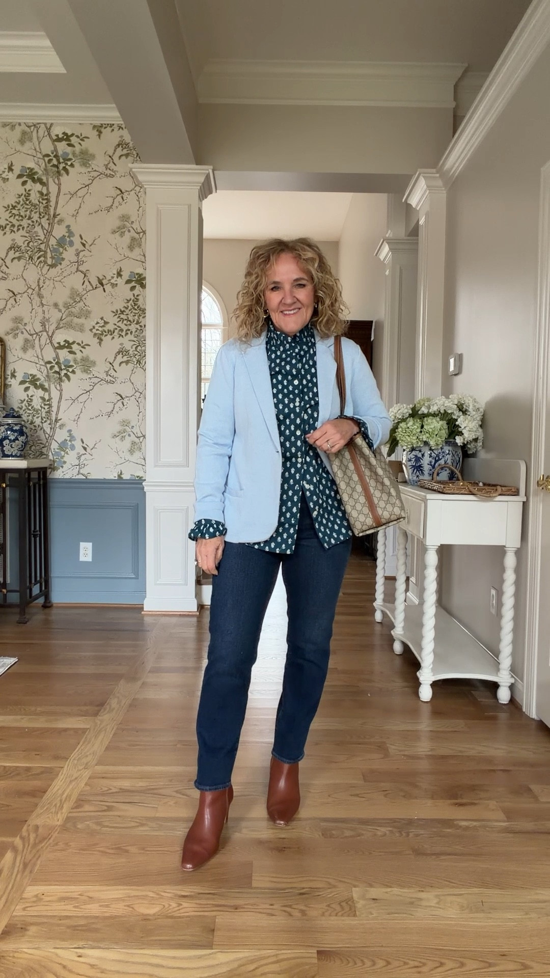 @jcrewfactory new arrivals 
Can you tell I’m blue obsessed! 
All regular size medium or 8 except the pants I sized down 
Boots I ordered a 9. I’m usually a 9.5 
Blouse size medium 

Winter outfit poncho black boots @quince @jcrewfactory

#LTKSaleAlert #LTKOver40 #LTKSeasonal