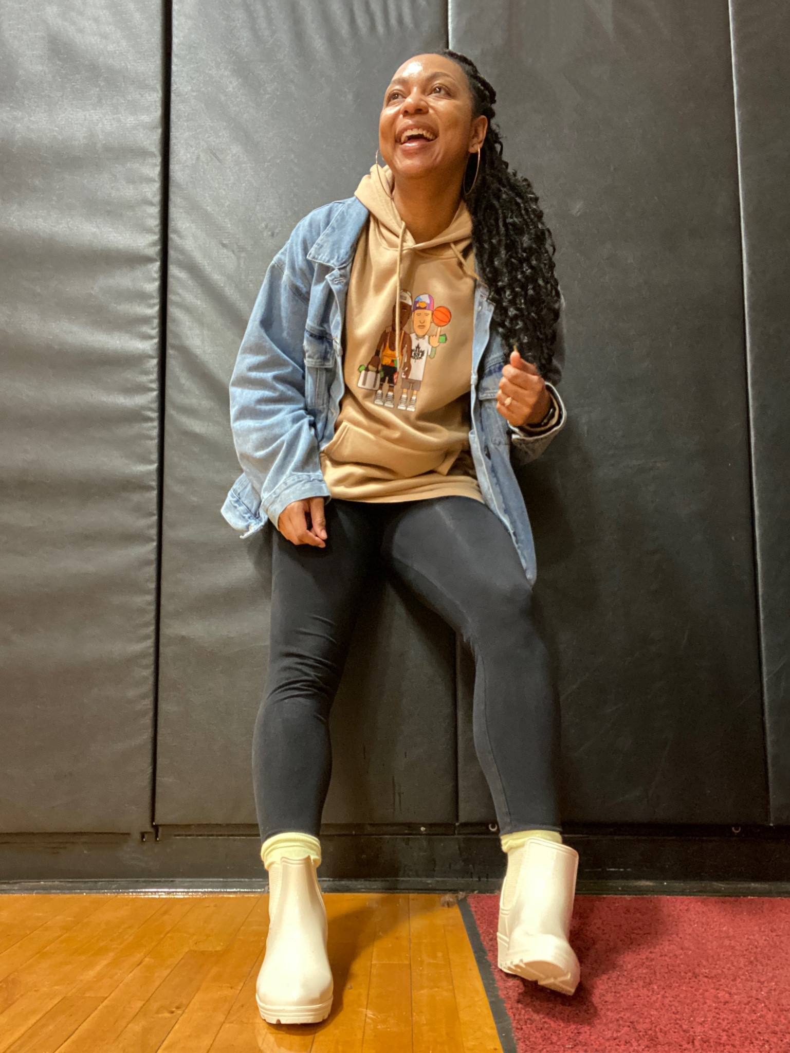 Comfy weekend style. Graphic hoodie, leggings, oversized jean jacket, and rain boots  

#LTKshoecrush #LTKstyletip #LTKfindsunder50