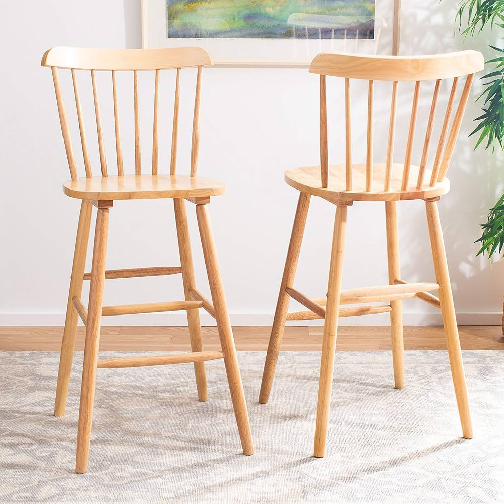 Safavieh Home Collection Galena Spindle Back Natural Bar 30-inch Stool (Set of 2) | Amazon (US)
