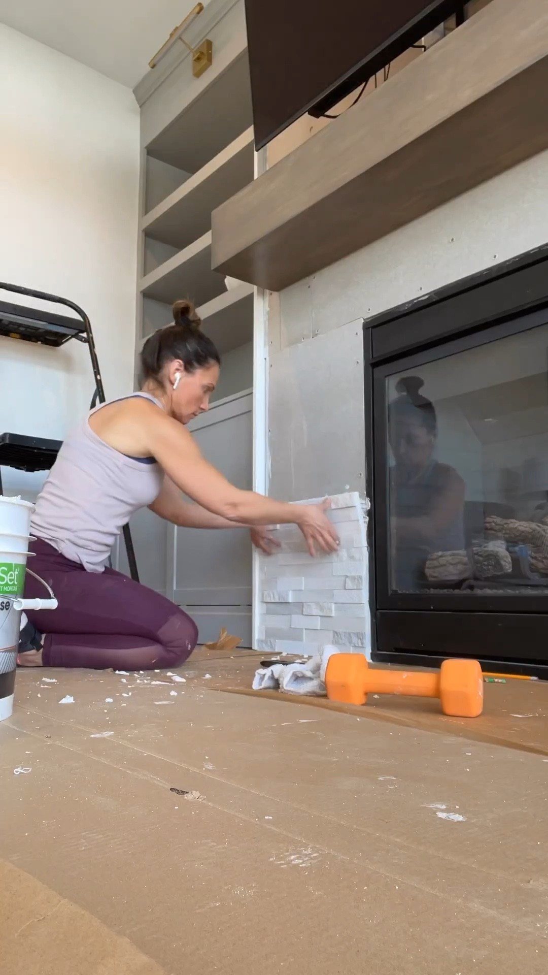 DIY stacked marble tile on the front of the fireplace 
The easiest first tiling project - irregular pattern of the tile hides a lot of sins😉, and the result is beautiful 
Marble tile, fireplace with built ins on both sides, stacked stone fireplace

#LTKFind #LTKhome #LTKstyletip