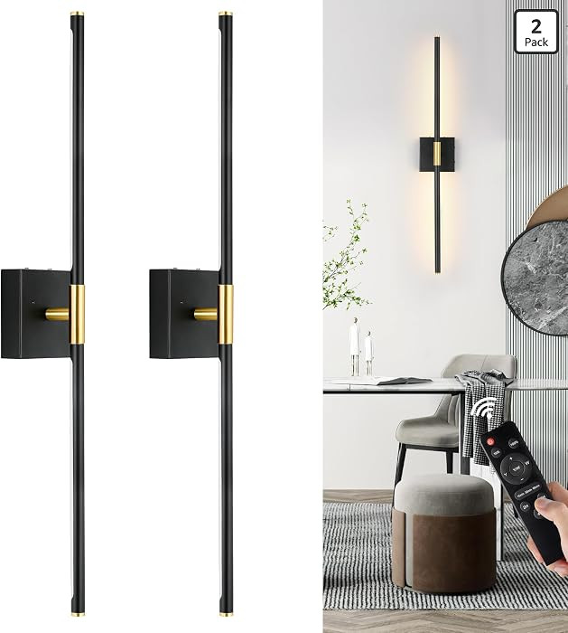 10000mAh Battery Operated Wall Sconces Set of 2, 3 Color Dimmable Rechargeable Wall Light with Re... | Amazon (US)