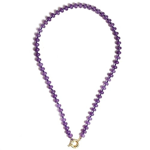 Gempires Purple Amethyst Beaded Necklace Smooth Healing Crystal Jewelry Hypoallergenic Fashion St... | Amazon (US)