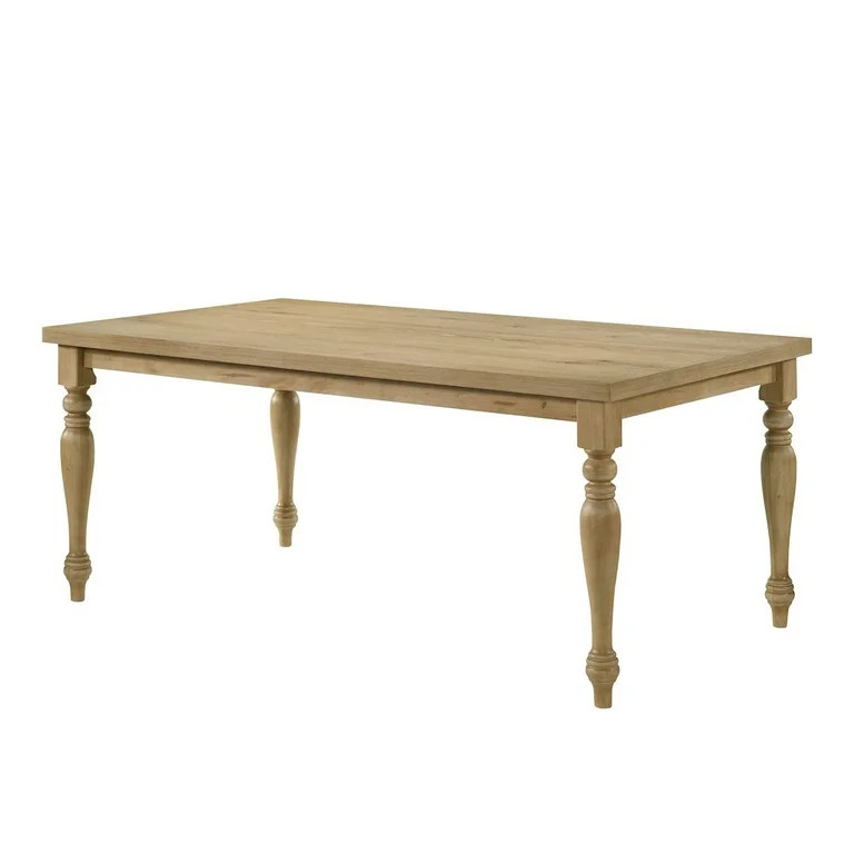Roundhill Furniture Verta Solid Wood Leg Dining Table with Oak Veneer Top and Turned Legs | Walmart (US)