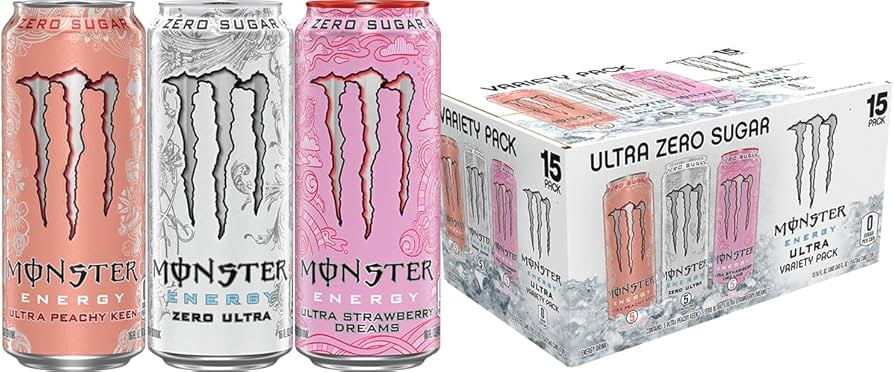 Monster Energy Ultra Variety Pack, Zero Ultra, Ultra Peachy Keen, Ultra Strawberry Dreams, Sugar ... | Amazon (US)