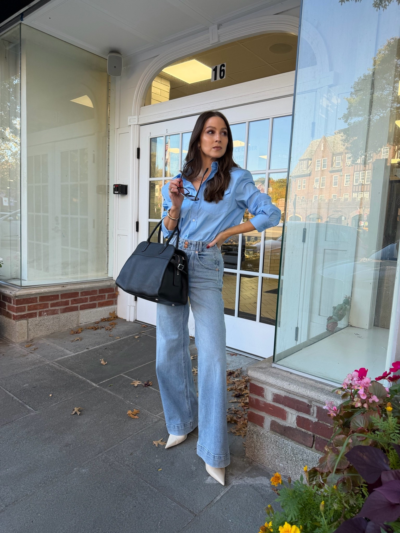 Chicest top (removable shoulder pads! And the jeans are phenomenal! Both did my true size.