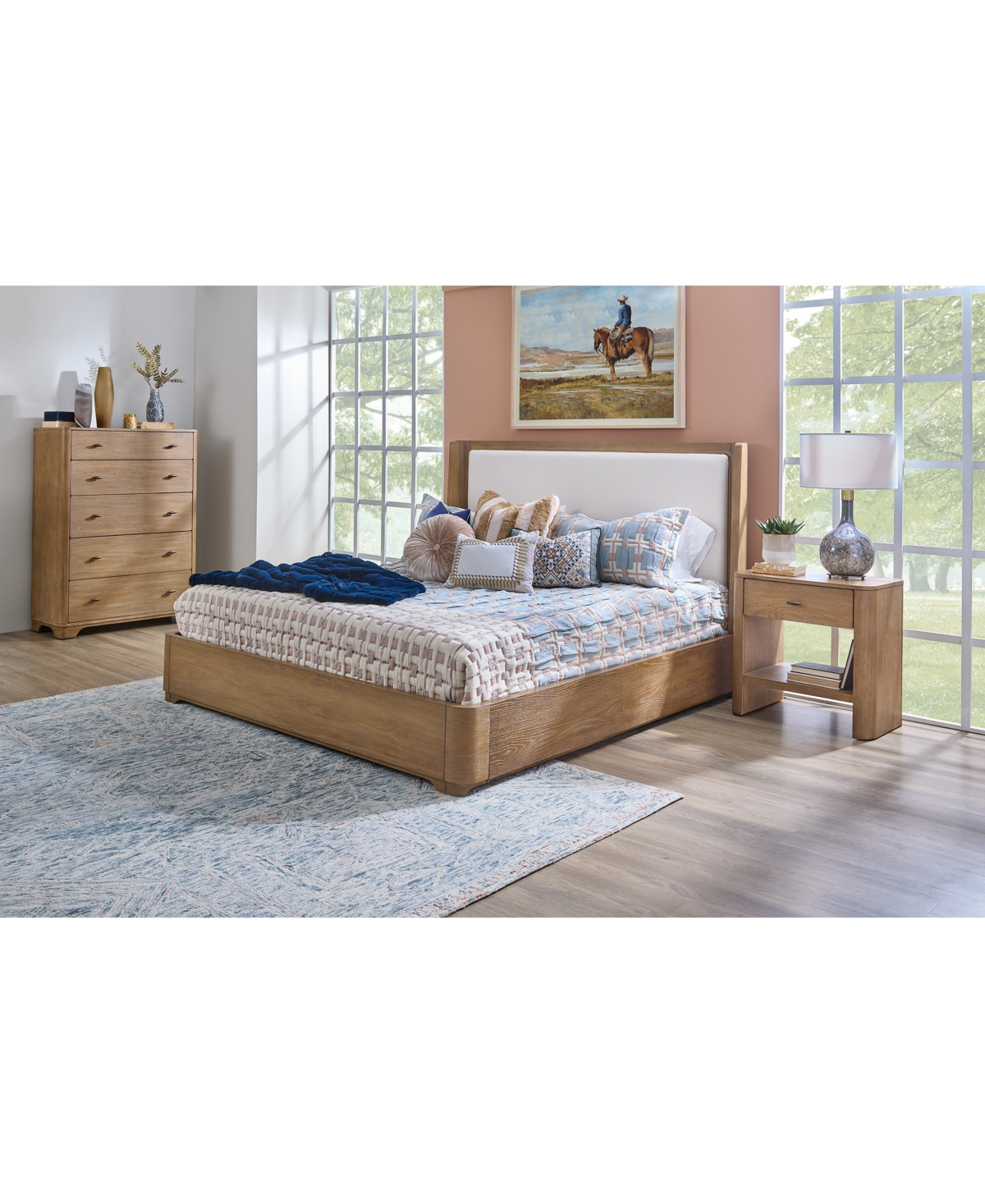 Nordic 3 Pc. King Upholstered Set (Bed, Chest & Open Nightstand) - Brown | Macy's