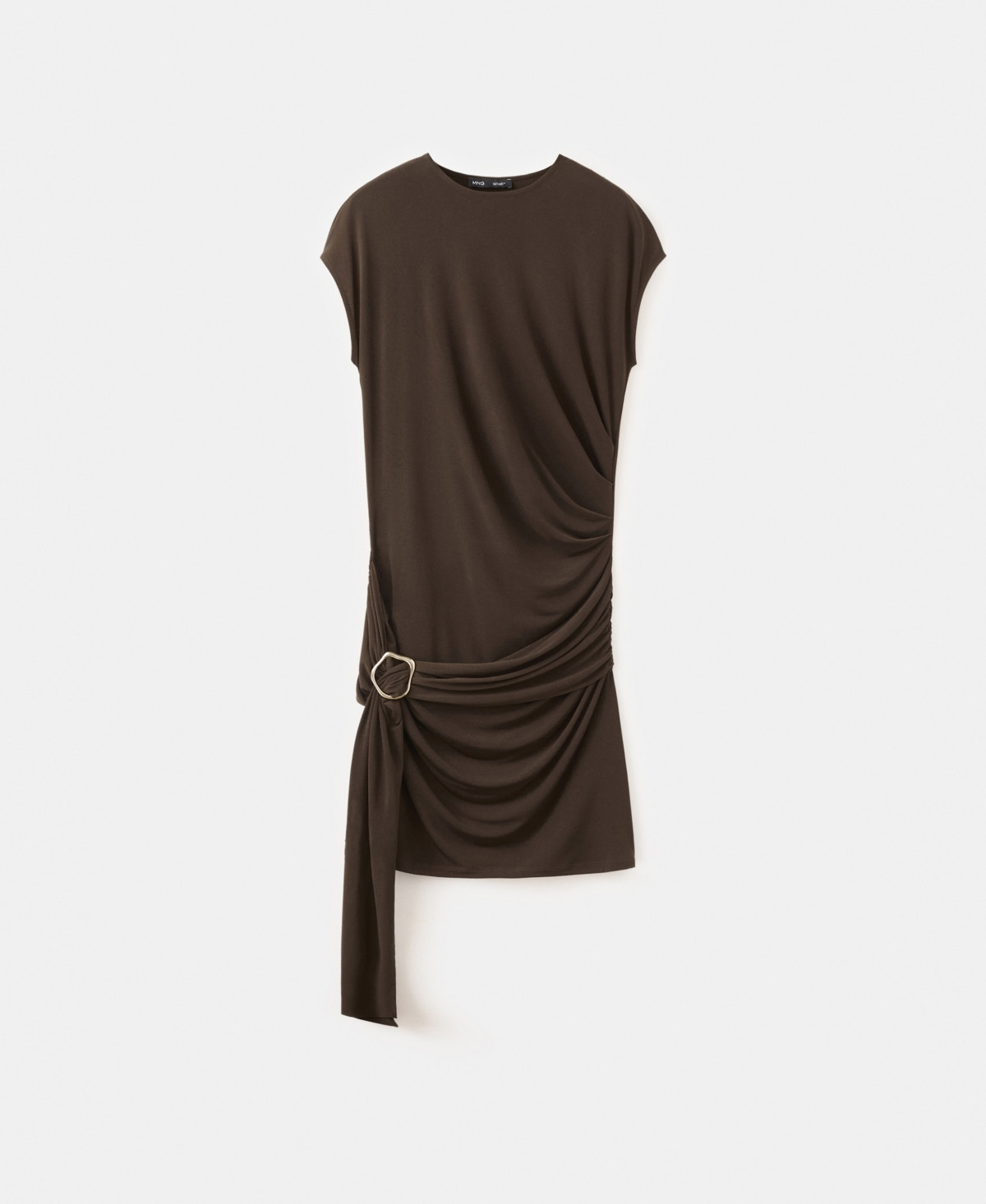 Mango Women's Ruched Bodice Brooch Dress - Brown | Macy's
