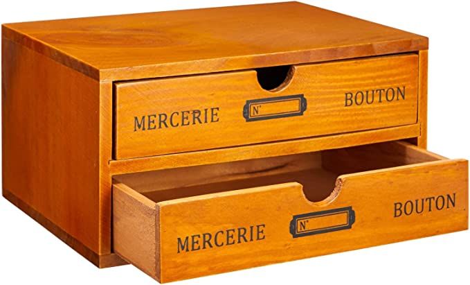 Small Wooden Storage Box with Drawers for Tabletop, Home Desk Organizer in Vintage French Design ... | Amazon (US)
