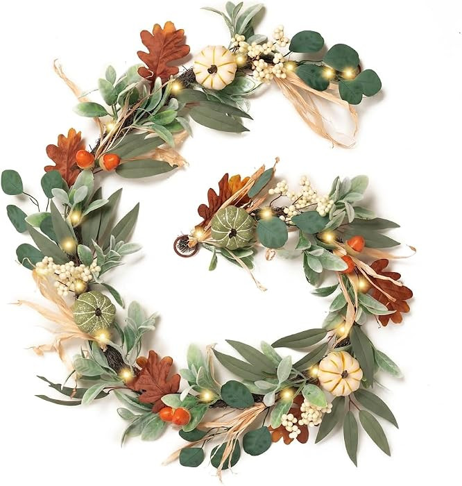 Valery Madelyn 6ft Fall Garland for Mantle with Pumpkins | Amazon (US)