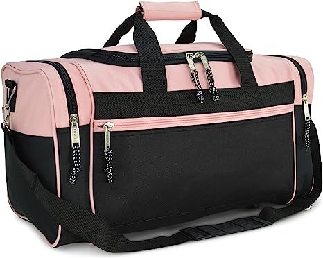 DALIX 21" Blank Sports Duffle Bag Gym Bag Travel Duffel with Adjustable Strap in Pink | Amazon (US)