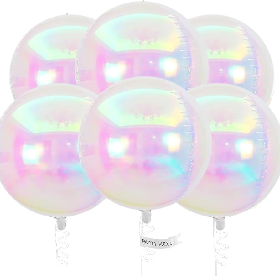 PartyWoo Iridescent Foil Balloons 6pcs Large Round Giant Jumbo 4D Balloons | Amazon (US)