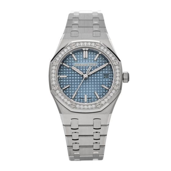 Stainless Steel Diamond 34mm Royal Oak Automatic Watch Ice Blue 77451ST.ZZ.1361ST.03 | FASHIONPHILE (US)