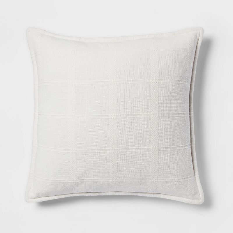 Euro Woven Plaid Decorative Throw Pillow Ivory - Threshold™ | Target