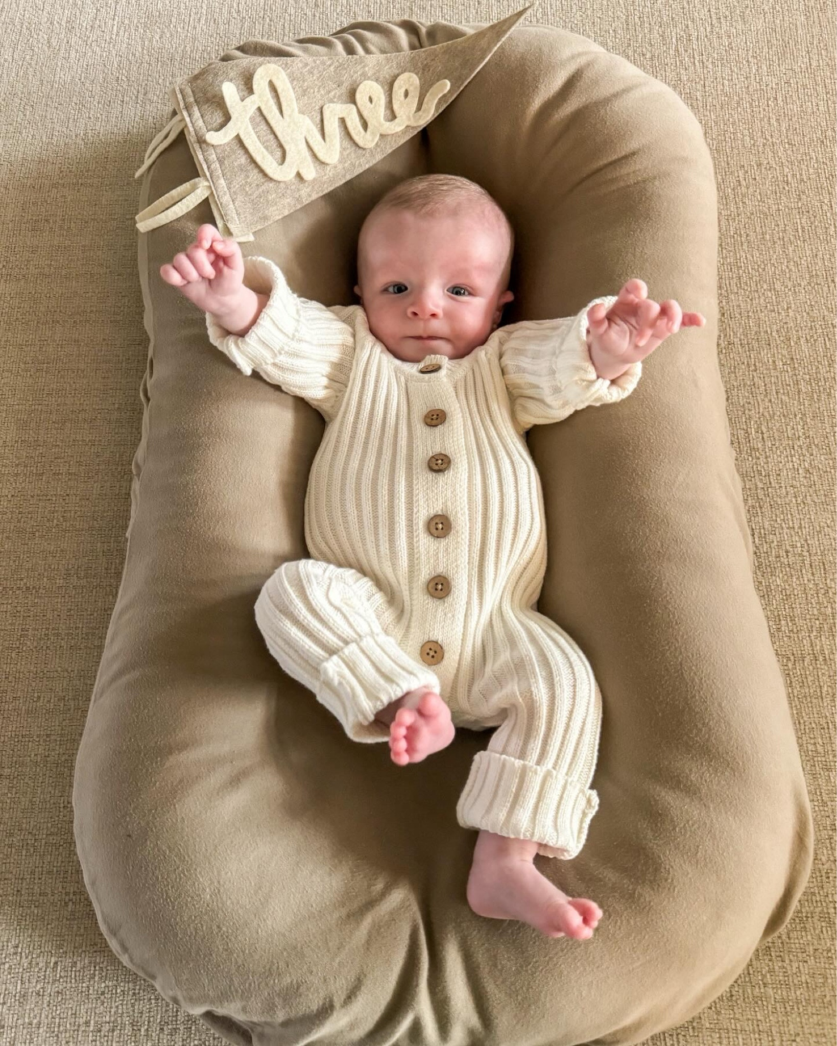Our little man is 3 months old! 🥹

His outfit is @littlebsnursery 🤍 size newborn but still fits well past the newborn stage! 

#LTKfindsunder100 #LTKkids #LTKbaby