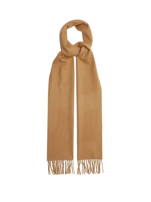 Johnstons Of Elgin - Fringed Cashmere-twill Scarf - Womens - Camel | Matches (US)