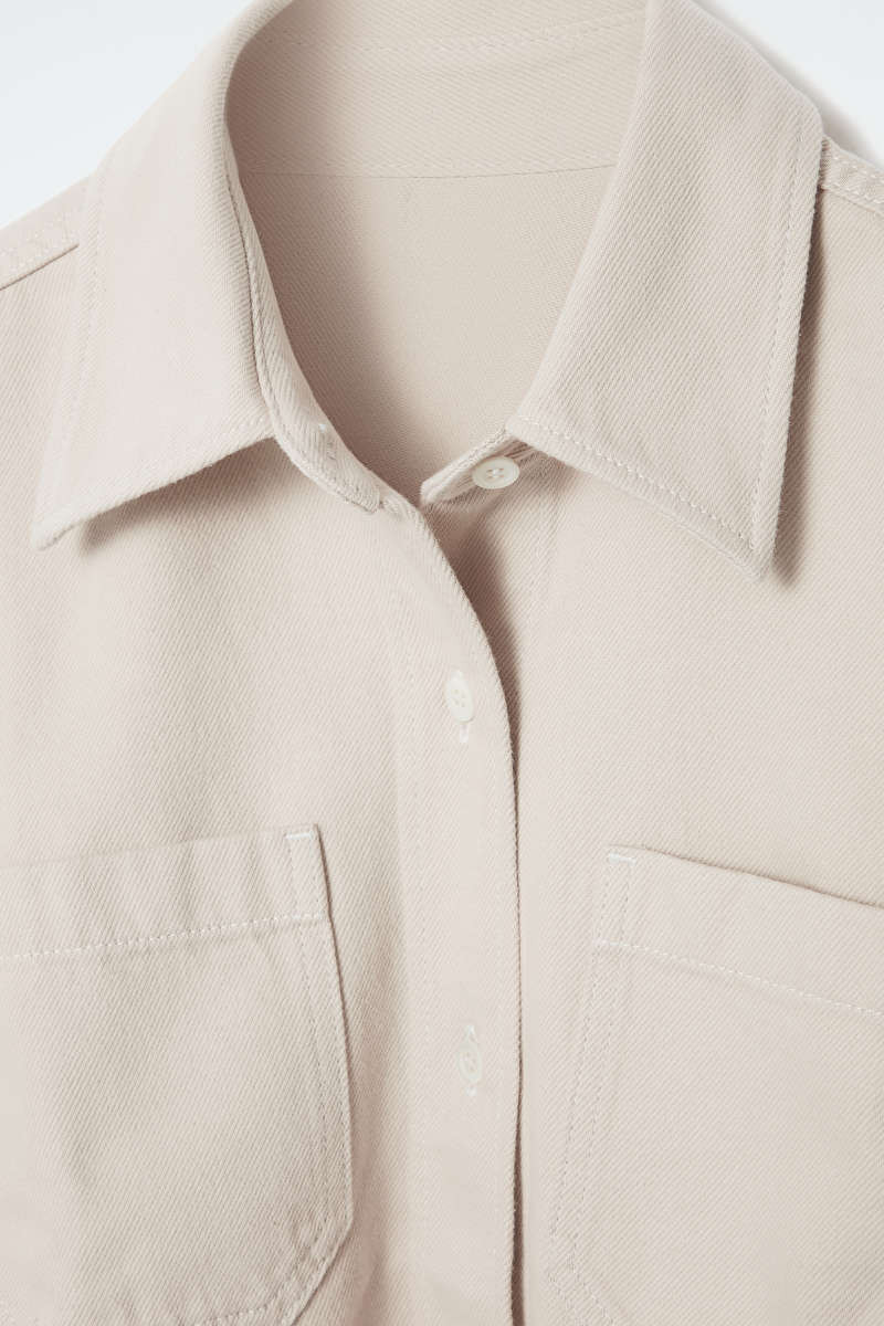 CURVED-HEM SHORT-SLEEVED DENIM SHIRT - BEIGE - COS | COS (EU)