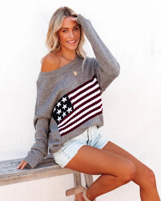 American Flag Relaxed Knit Sweater | VICI