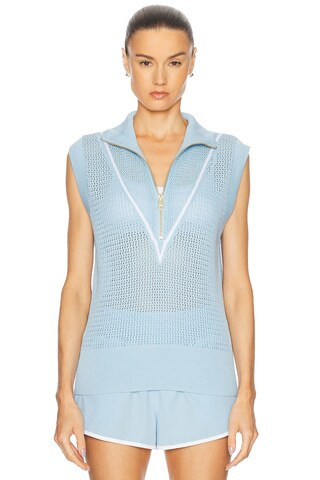 Varley Allena Half Zip Vest in Baby Blue | FWRD 