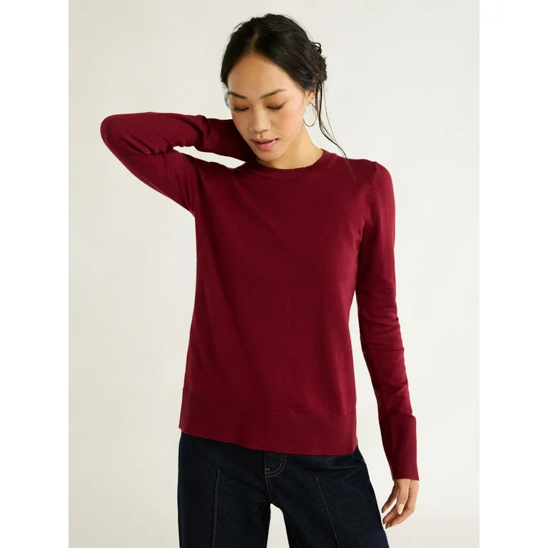 Free Assembly Women’s Cozy Yarn Crewneck Sweater with Long Sleeves, Lightweight, Sizes XS-XXXL | Walmart (US)