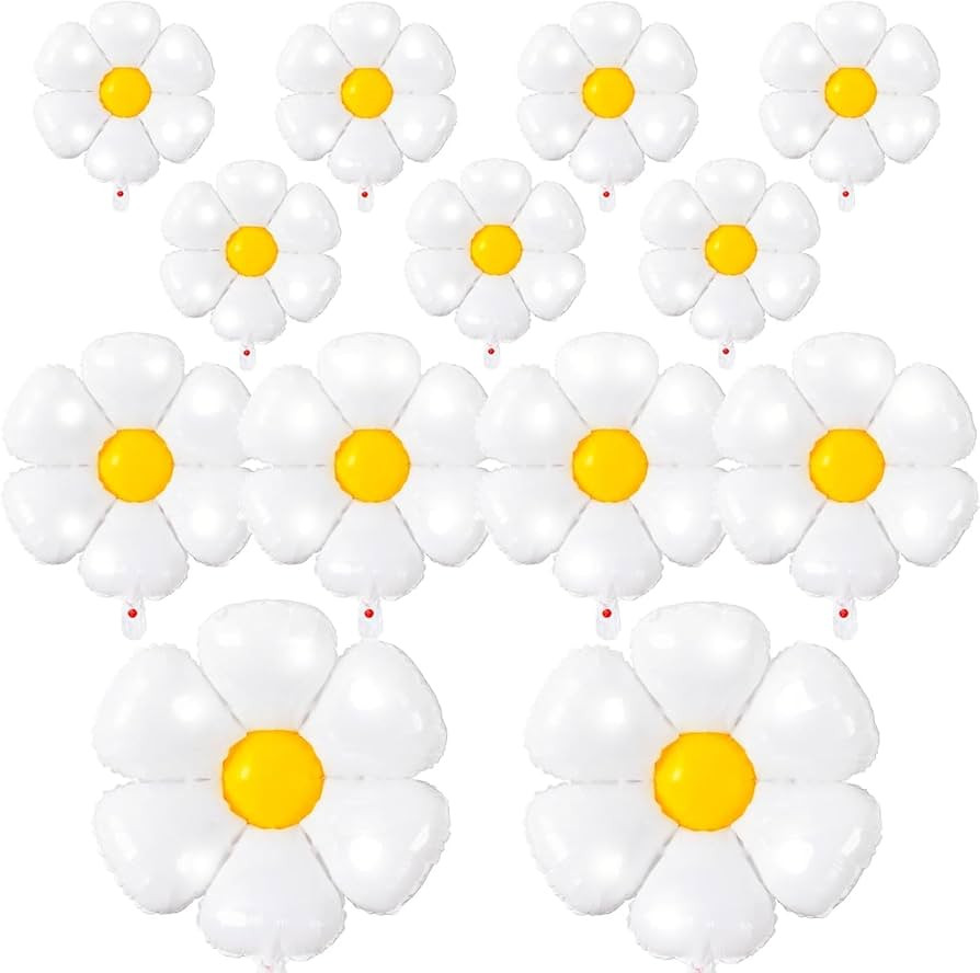 Daisy Balloons- 14Pcs Daisy Flower Foil Balloons for One or Two Groovy Party Decorations Girls Da... | Amazon (US)