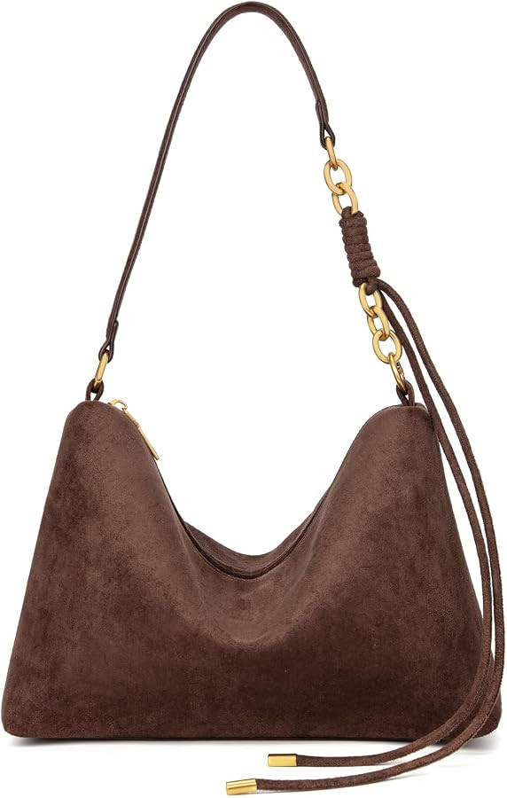 Small Shoulder bag For Women Faux Suede Handbag Soft Hobo Cute Crossbody with Adjustable Strap | Amazon (US)