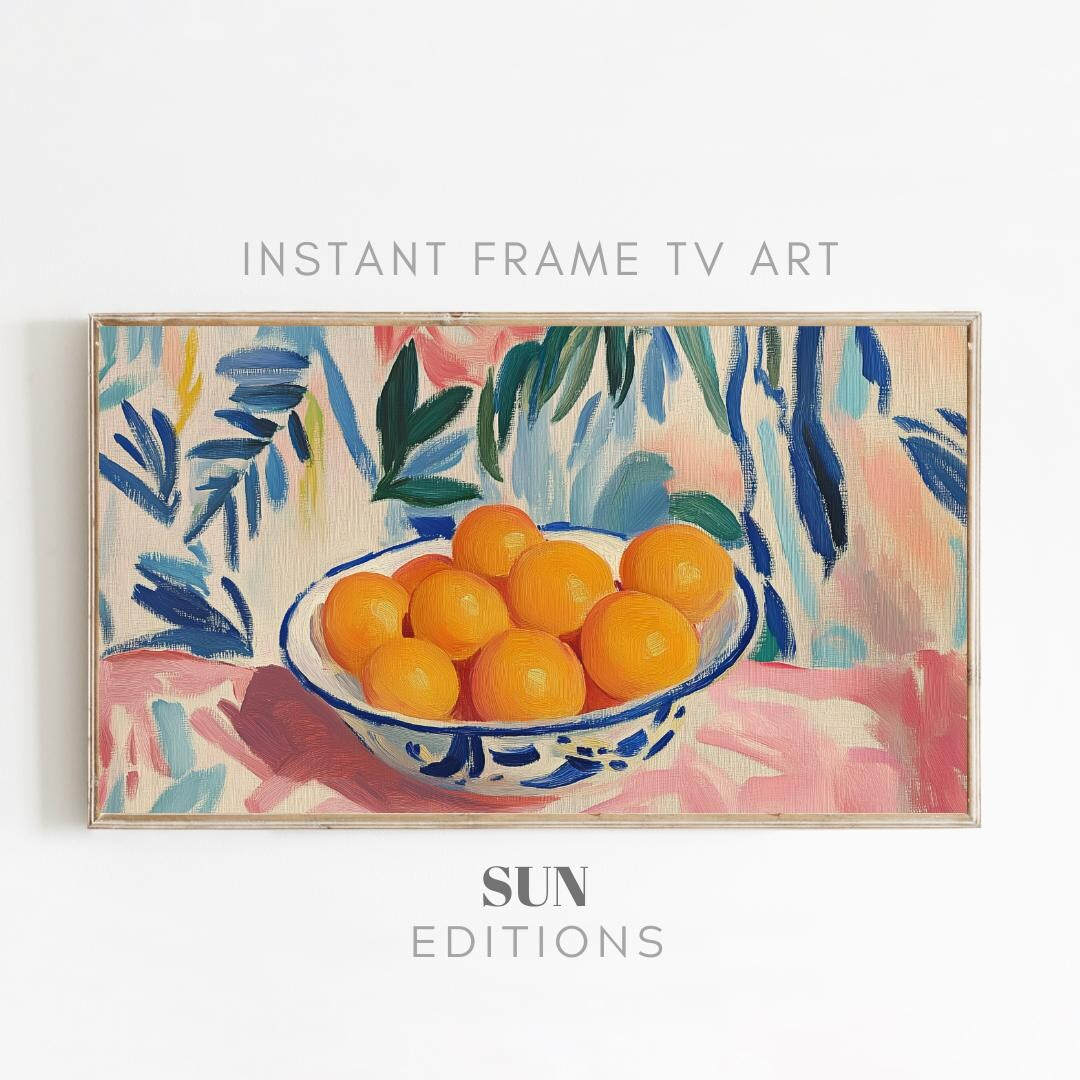 Oranges on a Bowl Frame TV Art - Digital Download for Kitchen Decor - Summer Still Life Colorful ... | Etsy (US)