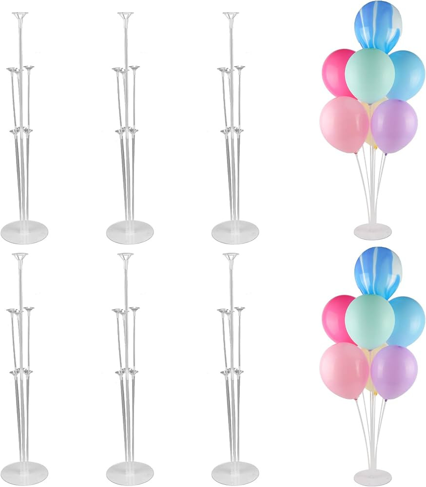 6 Sets 30" Height Table Balloon Stand Kit for Birthday Decorations, Wedding Decorations, party De... | Amazon (US)