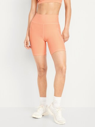 High-Waisted PowerSoft Biker Shorts -- 8-inch inseam | Old Navy (US)