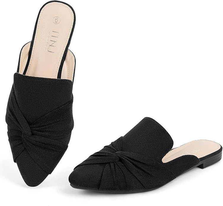 MUSSHOE Mules for Women Flats Comfortable Women Mules Backless Loafers with Knot       Send to Lo... | Amazon (US)