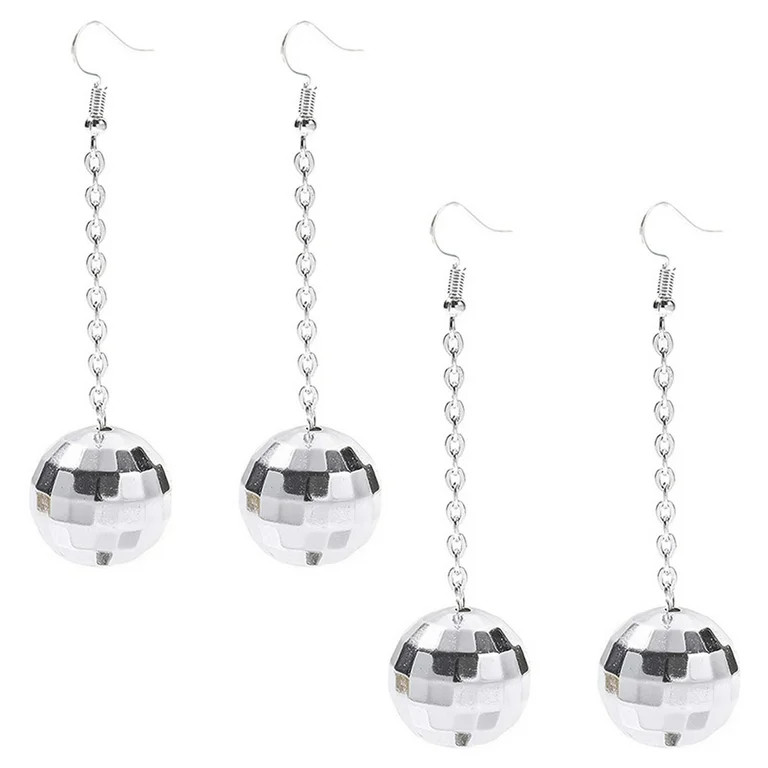 Disco Earrings Mirror Ball Earings 2 Pairs Womens Decor Christmas Present Santa Gifts for Chic De... | Walmart (US)