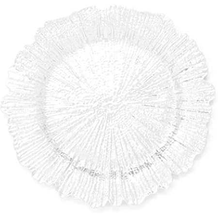 MAONAME Reef White Charger Plates, Plate Chargers for Dinner Plates, Plastic Plate chargers for W... | Amazon (US)