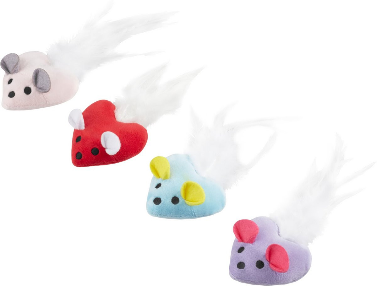 Frisco Valentine Heart Mice Plush Cat Toy with Catnip, 4 count | Chewy.com