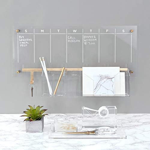 russell+hazel Acrylic Weekly Wall Calendar, Clear and Gold-Tone, Includes Wet Erase Markers and M... | Amazon (US)
