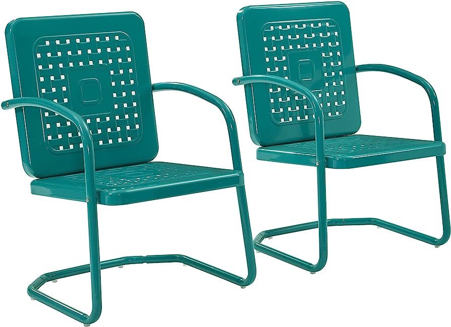 Crosley Furniture CO1025-TU Bates 2-Piece Retro Metal Outdoor Arm Chair Set, Turquoise Gloss | Amazon (US)