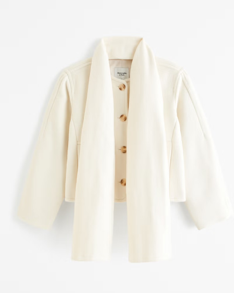 Removable Scarf Double-Cloth Wool-Blend Jacket | Abercrombie & Fitch (UK)