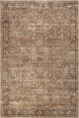 Light Brown Bayberry Spill Proof Vintage Washable 5' x 8' rug | Rugs USA