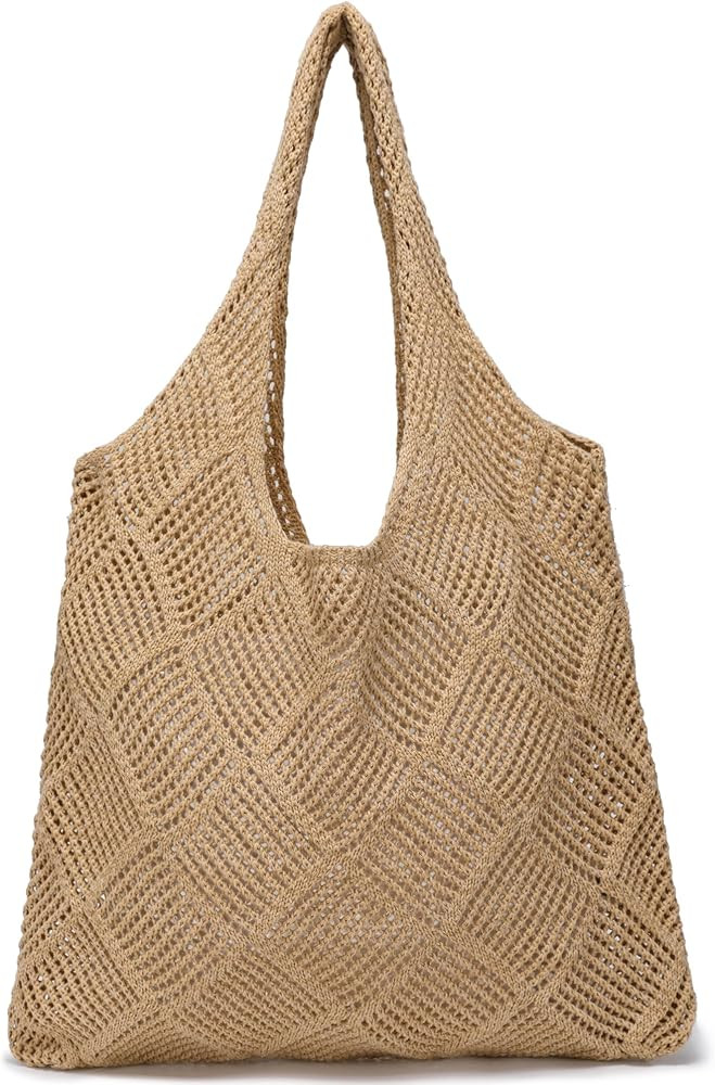 Crochet Tote Bags Summer Beach Bag for Women Vacation Mesh Knit Bag Hippie Bag | Amazon (US)