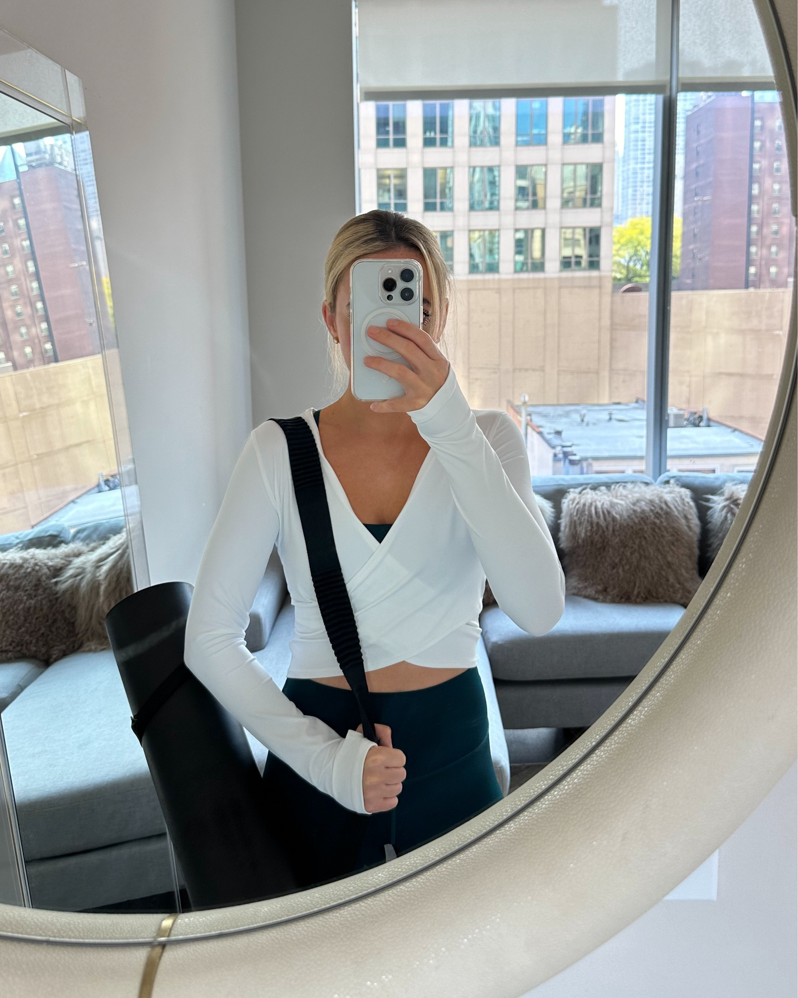 morning yoga outfit-
wearing color midnight green in matching set

hot yoga class, fitness, Amazon workout top, walking outfit, activewear, alo yoga leggings, 7/8 airlift, matching set, workout class#LTKFitness 

#LTKU #LTKActive