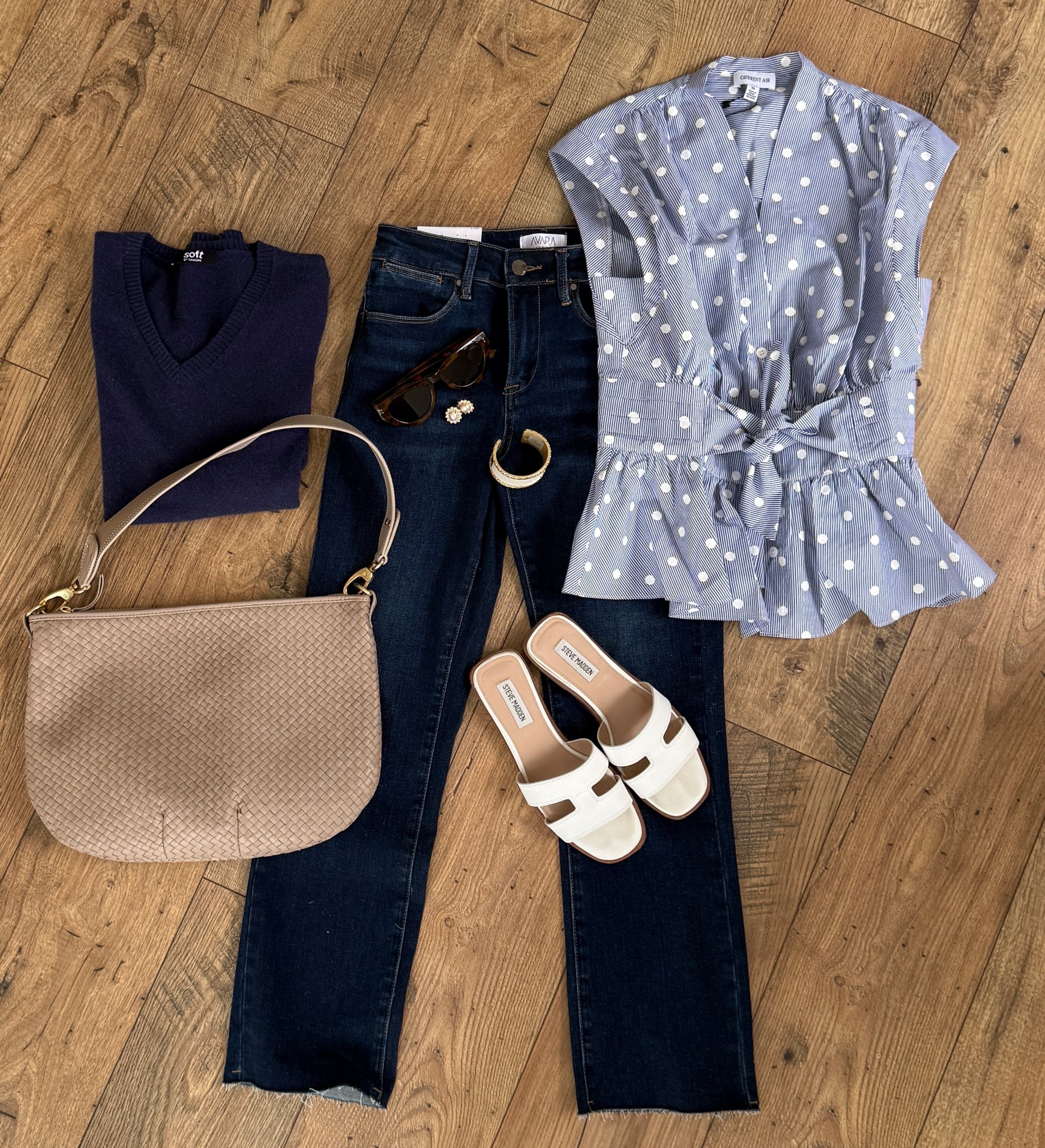 Blue polka dot blouse outfit idea.

#LTKootd #LTKOver40 #LTKTravel